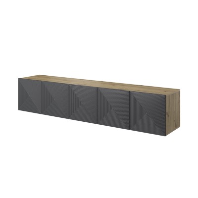 Szafka pod telewizor wisząca ASHA 200 cm dąb artisan + rivier stone mat