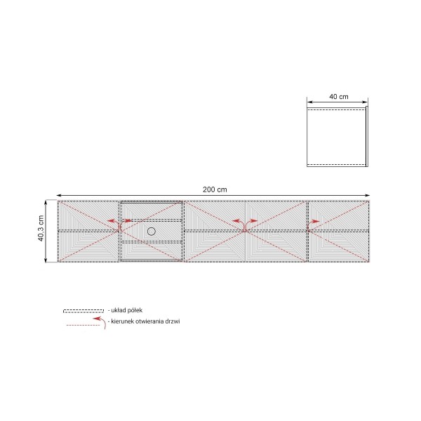 Szafka pod telewizor wisząca ASHA 200 cm dąb artisan + rivier stone mat