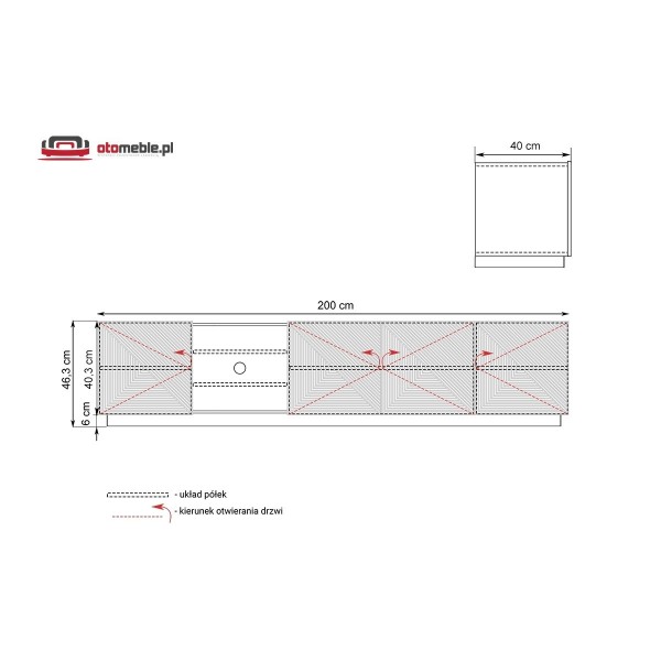 Czarna matowa szafka rtv 200 cm ASHA