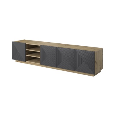 Szafka RTV ASHA 200cm z wnęką dąb artisan + Rivier stone mat