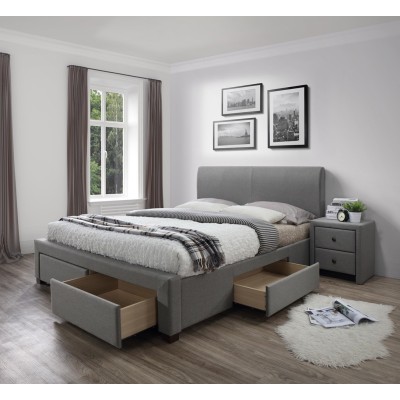 Łóżka tapicerowane z szufladami 160x200 MODENA popielate Halmar
