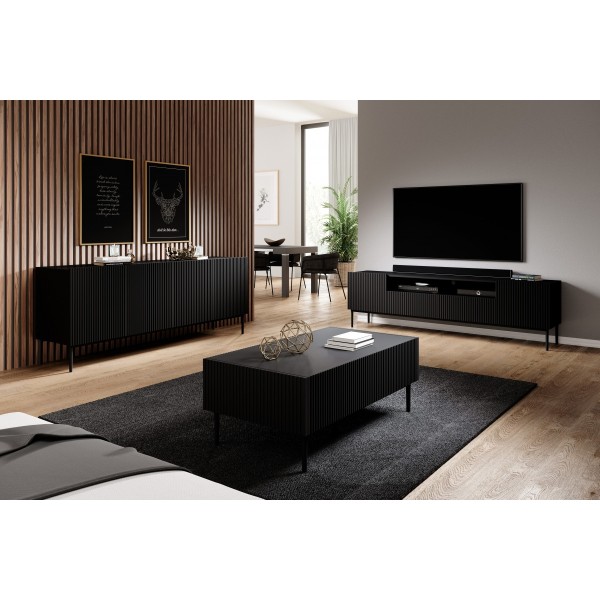 Komoda NICOLE 200 cm - czarny mat / czarne nóżki