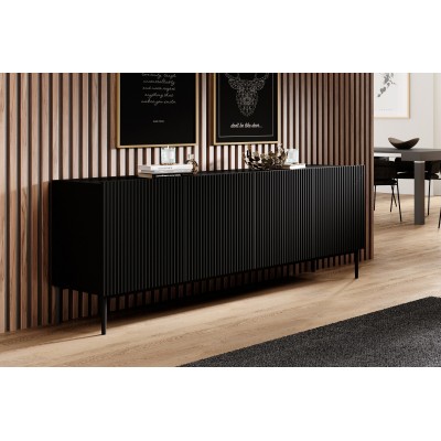 Komoda NICOLE 200 cm - czarny mat / czarne nóżki