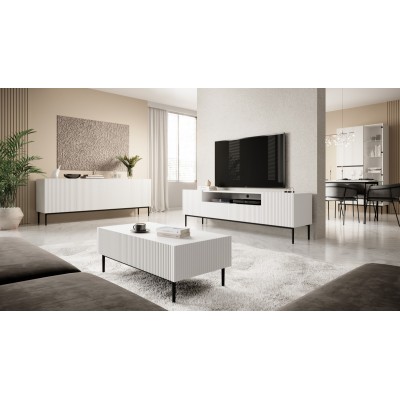 Komoda NICOLE 200 cm - biały mat / czarne nóżki