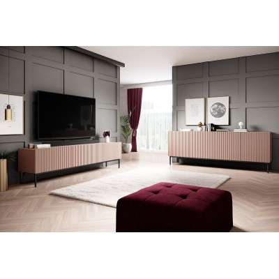 Komoda LIZARD 200 cm - antyczny róż MDF / czarne nóżki