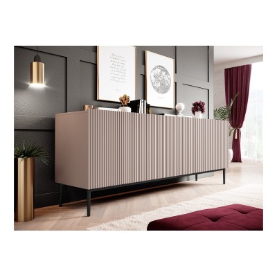 Komoda LIZARD 200 cm - antyczny róż MDF / czarne nóżki