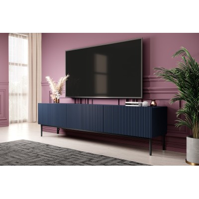Szafka RTV LIZARD 200 cm - granat MDF / czarne nóżki