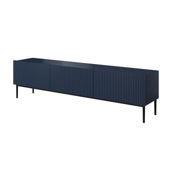 Szafka RTV NICOLE 200 cm - granat MDF / czarne nóżki