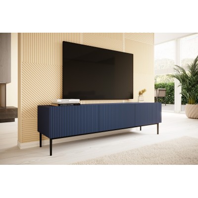 Szafka RTV LIZARD 200 cm - granat MDF / czarne nóżki