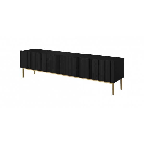 Szafka RTV LIZARD 200 cm - czarny mat / złote nóżki