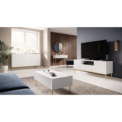 Komoda NICOLE 150 cm - biały mat + złote nóżki