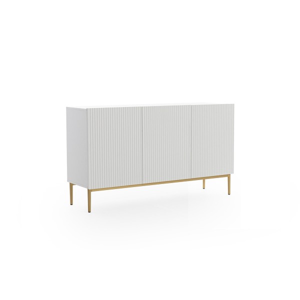 Komoda NICOLE 150 cm - biały mat + złote nóżki