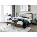 Drewniane łóżko z tapicerowanym zagłówkiem SOLOMO Halmar